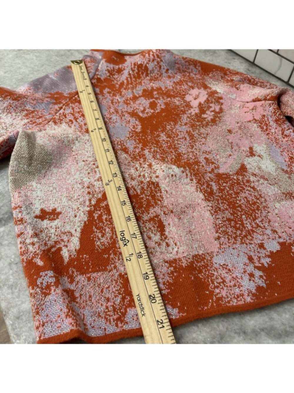 Anthropologie Beatrix Sweater Womens XS Pink Orange Pullover Mock Neck Lurex 138 - Picture 10 of 13
